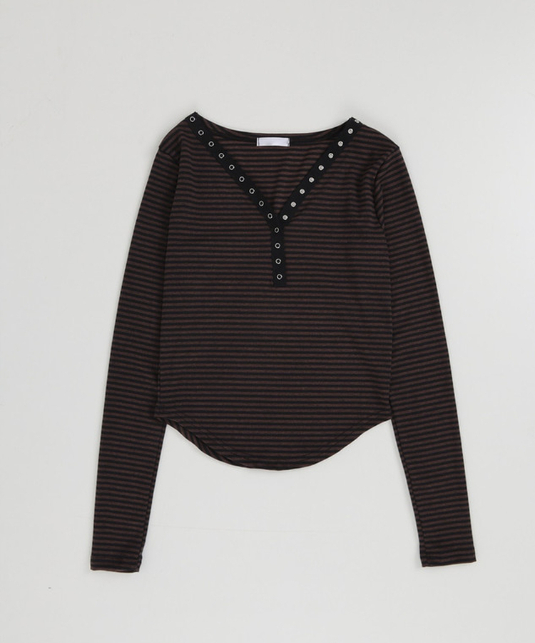 ボタンストライプトップス