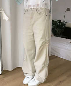 Y2Kビンテージスタッズワイドパンツ CREAM