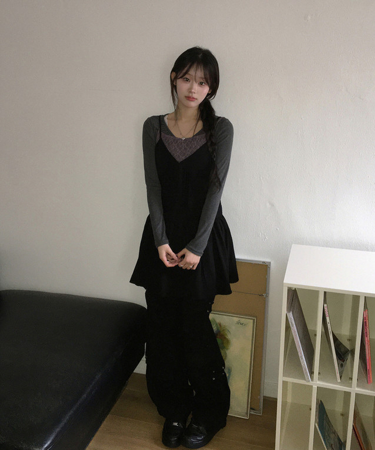 Y2Kビンテージスタッズワイドパンツ BLACK