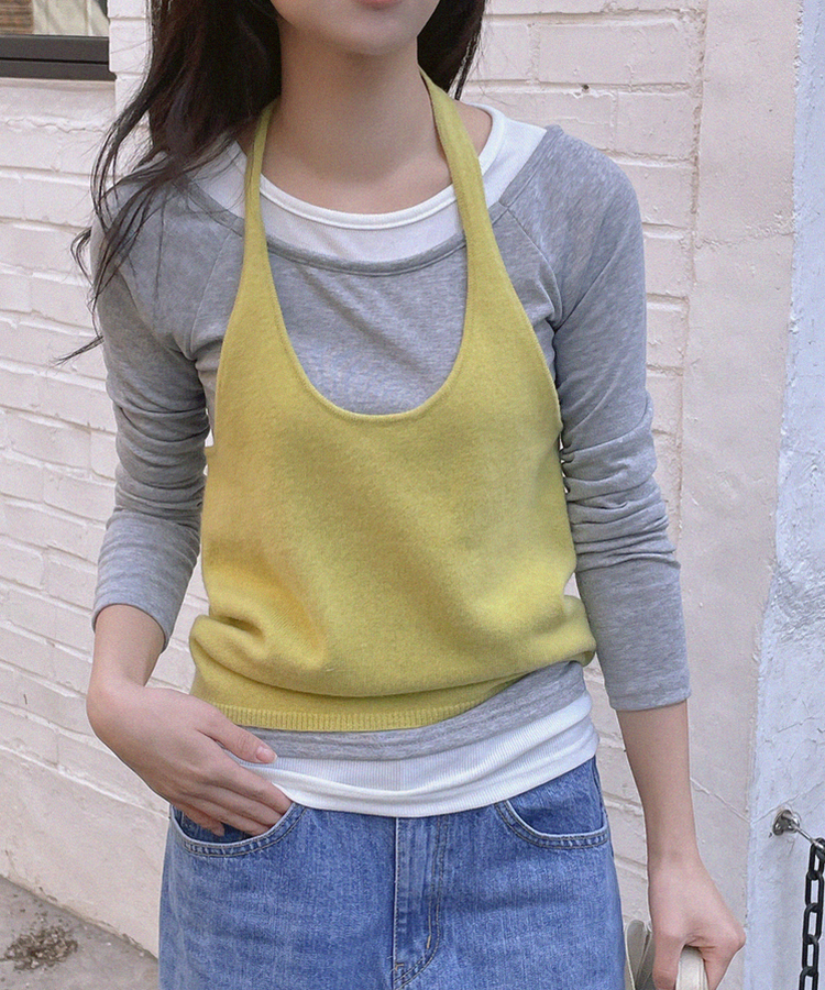 レイヤード長袖Tシャツ GREY