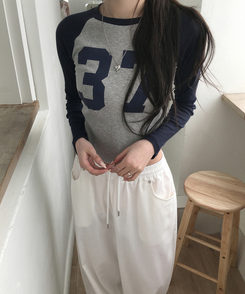 バイカラーナンバーTシャツ NAVY