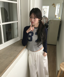 バイカラーナンバーTシャツ NAVY