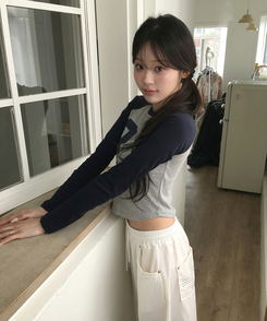 バイカラーナンバーTシャツ NAVY