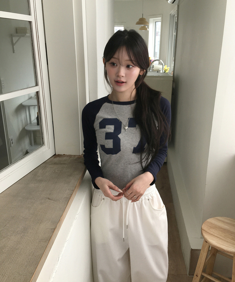 バイカラーナンバーTシャツ NAVY