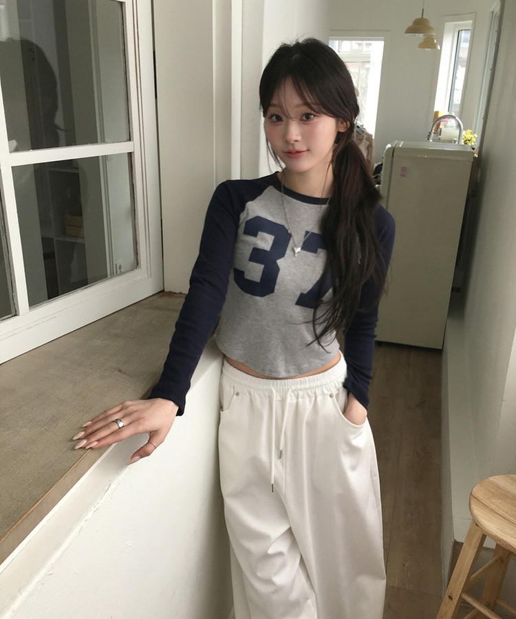 バイカラーナンバーTシャツ NAVY