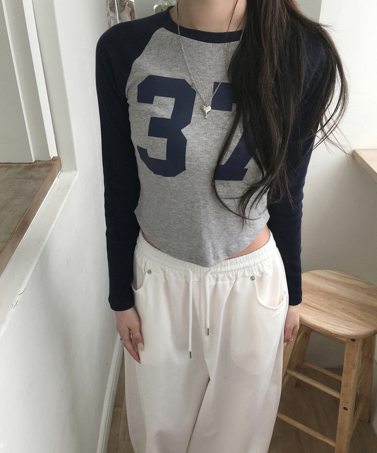 バイカラーナンバーTシャツ NAVY