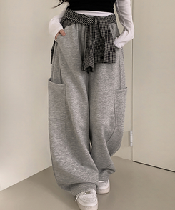 カーブワイドパンツ GREY