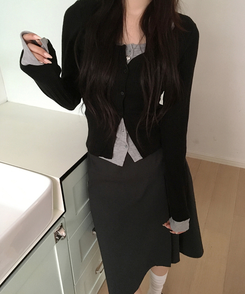 シンプルミディスカート BLACK