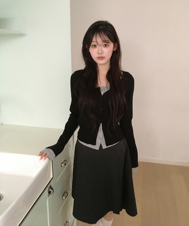 シンプルミディスカート BLACK