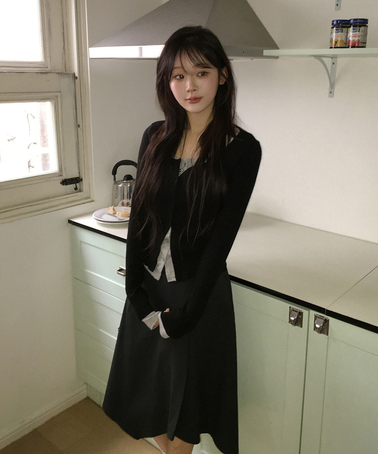 シンプルミディスカート BLACK