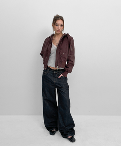 バックストラップワイドデニムパンツ DARK BLUE