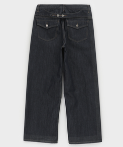 バックストラップワイドデニムパンツ