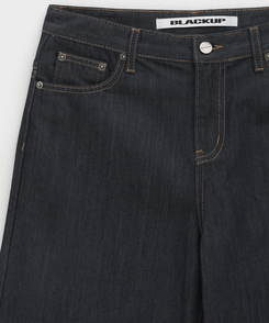 バックストラップワイドデニムパンツ