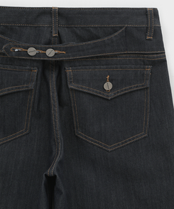 バックストラップワイドデニムパンツ