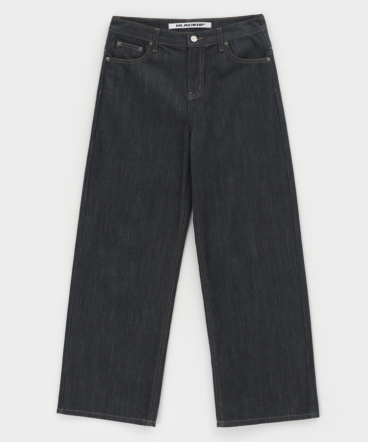 バックストラップワイドデニムパンツ