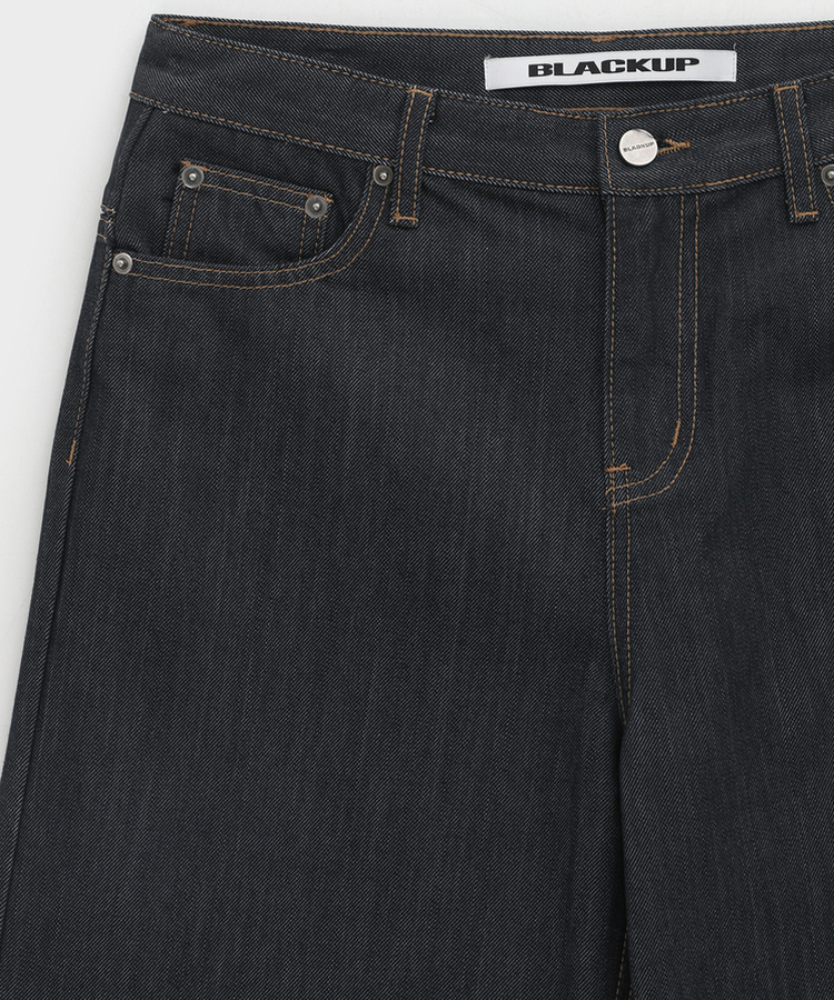 バックストラップワイドデニムパンツ