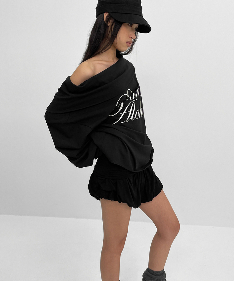 フォールディングバルーンショートパンツ BLACK