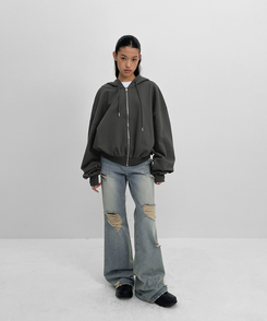 ダメージブーツカットデニムパンツ BLUE