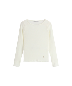 （MADE／イージーウォッシャブル／3タイプ展開／ソフト＆伸縮性◎）ラウンド・スクエア・Vネック ペンダント付き リブニット