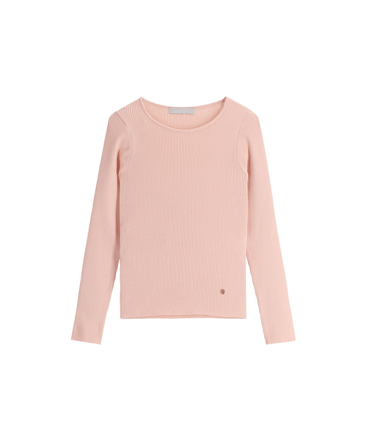 （MADE／イージーウォッシャブル／3タイプ展開／ソフト＆伸縮性◎）ラウンド・スクエア・Vネック ペンダント付き リブニット