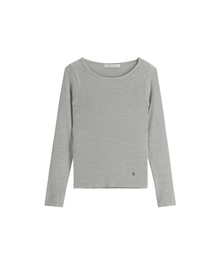 （MADE／イージーウォッシャブル／3タイプ展開／ソフト＆伸縮性◎）ラウンド・スクエア・Vネック ペンダント付き リブニット