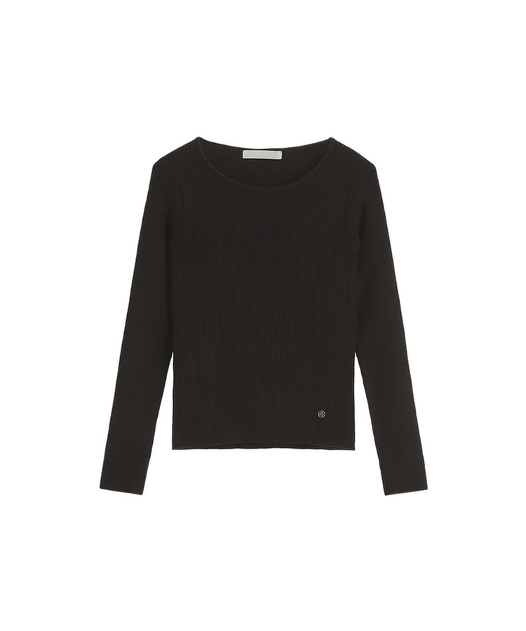 （MADE／イージーウォッシャブル／3タイプ展開／ソフト＆伸縮性◎）ラウンド・スクエア・Vネック ペンダント付き リブニット