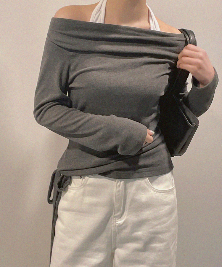 ホルターバイカラーレイヤードTシャツ DARK GRAY