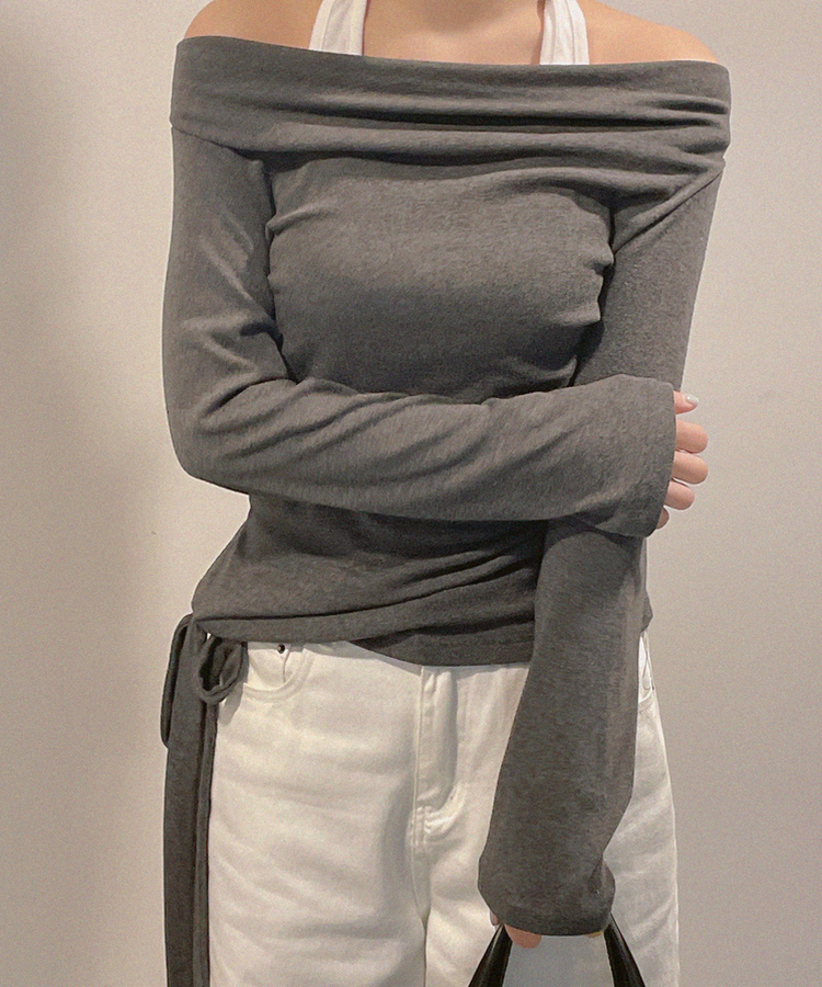 ホルターバイカラーレイヤードTシャツ DARK GRAY