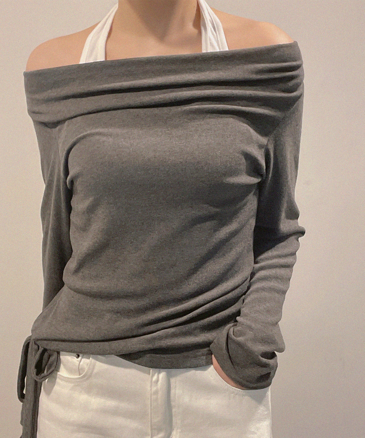 ホルターバイカラーレイヤードTシャツ DARK GRAY