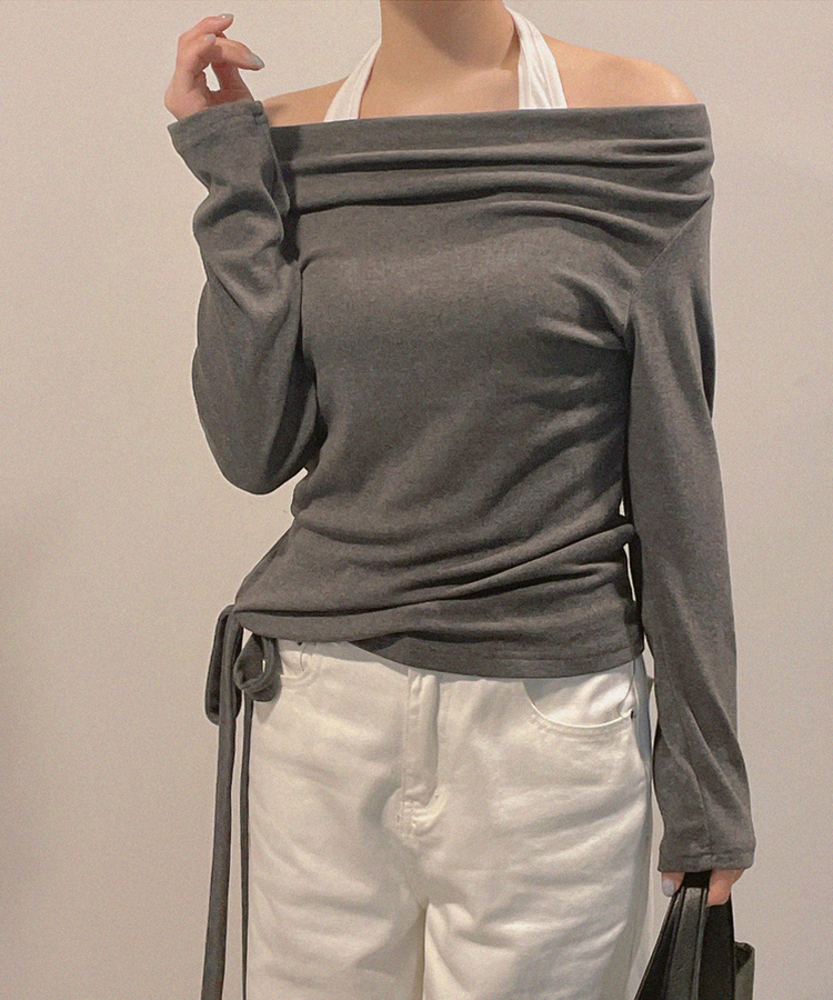 ホルターバイカラーレイヤードTシャツ DARK GRAY