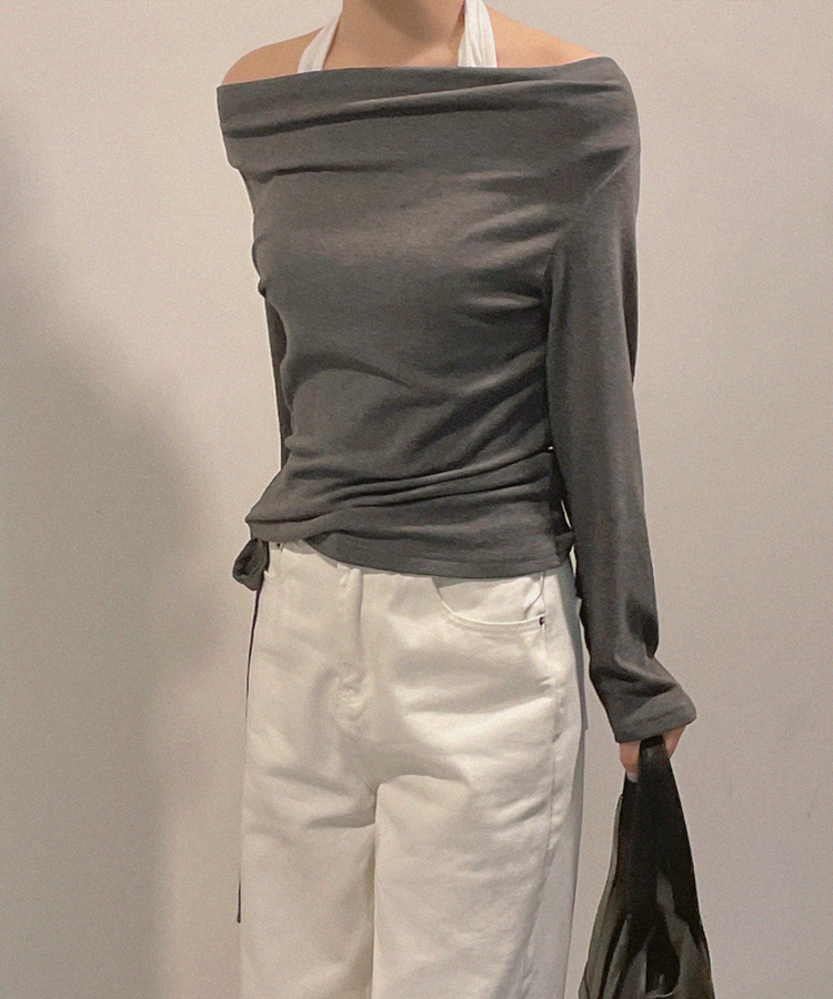 ホルターバイカラーレイヤードTシャツ DARK GRAY