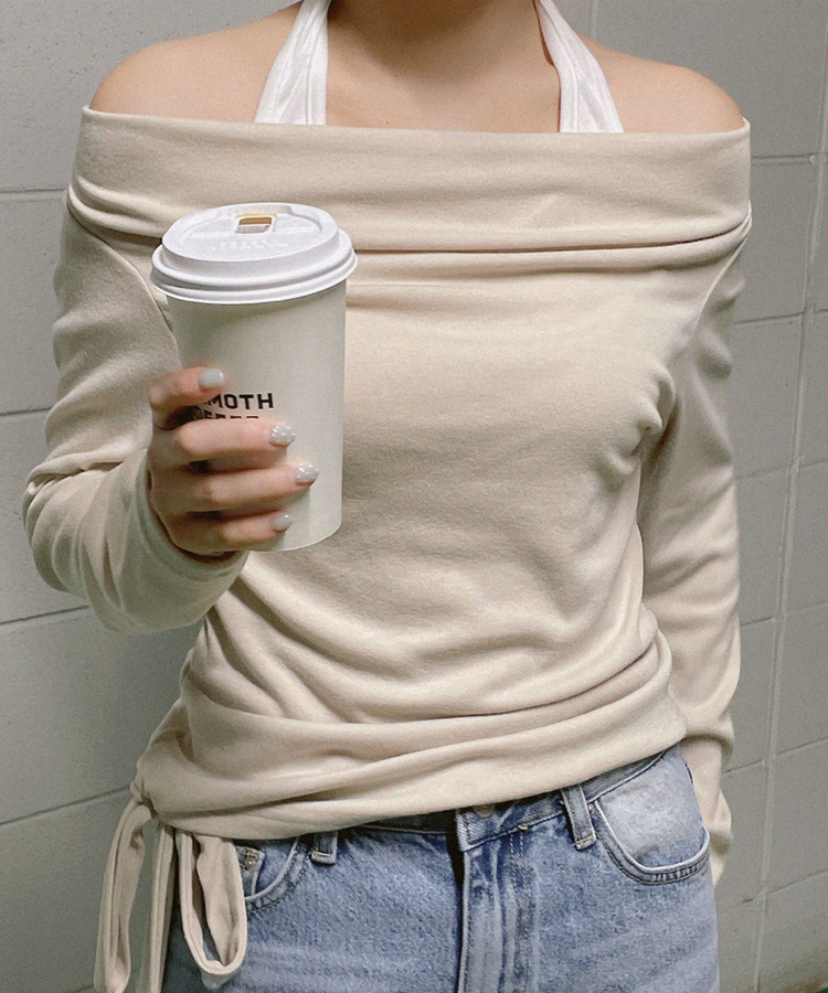 ホルターバイカラーレイヤードTシャツ BEIGE