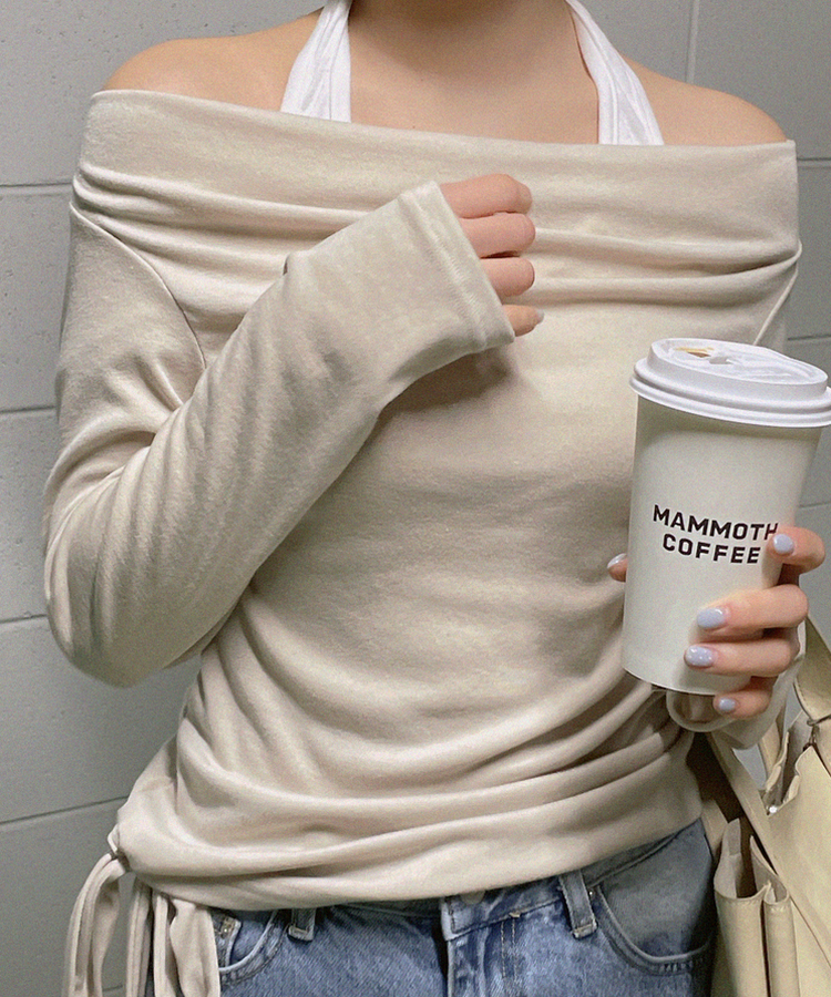 ホルターバイカラーレイヤードTシャツ BEIGE