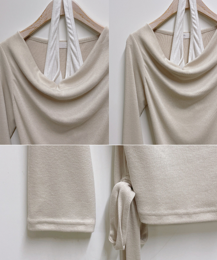 ホルターバイカラーレイヤードTシャツ