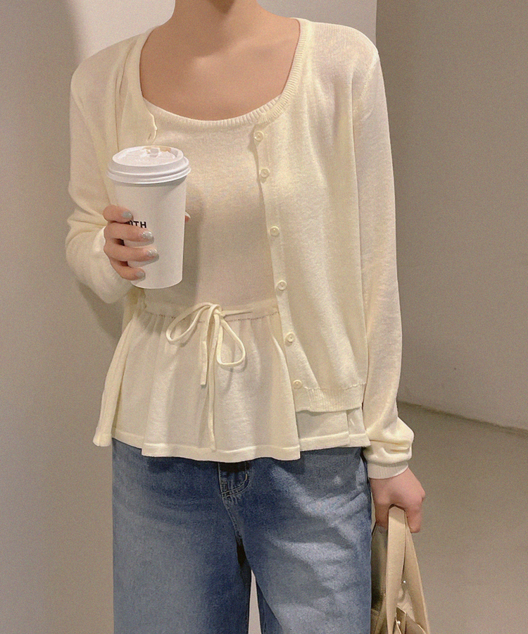 【SET】フレアキャミソールカーディガン IVORY