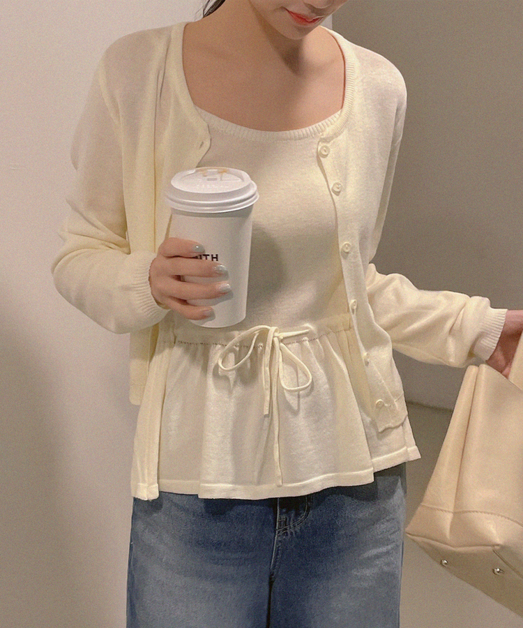 【SET】フレアキャミソールカーディガン IVORY