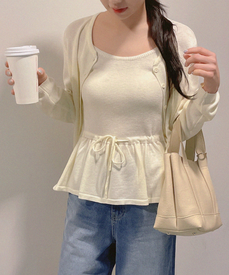 【SET】フレアキャミソールカーディガン IVORY