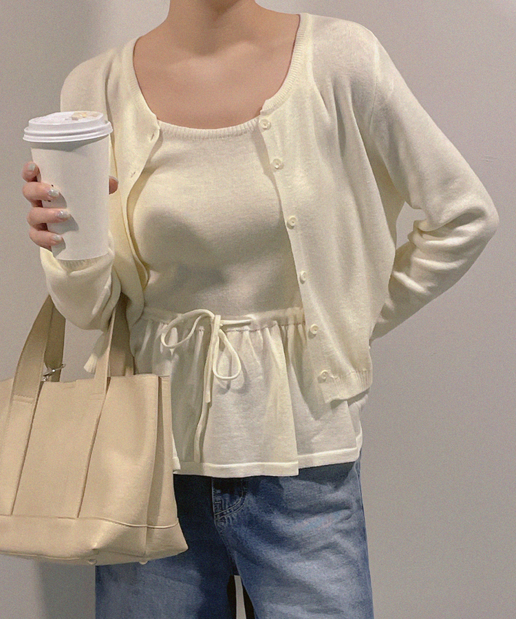 【SET】フレアキャミソールカーディガン IVORY