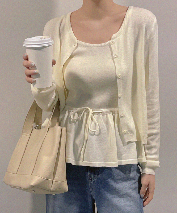 【SET】フレアキャミソールカーディガン IVORY