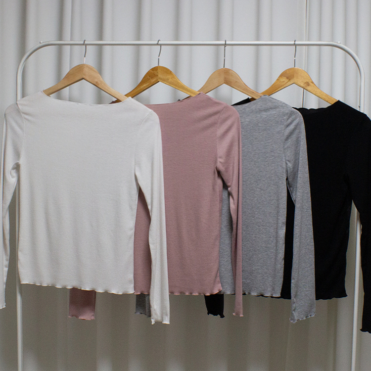 プリントスリム長袖Tシャツ