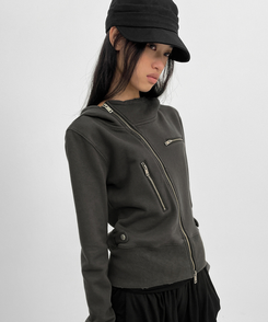 アンバランスフードジップアップ CHARCOAL