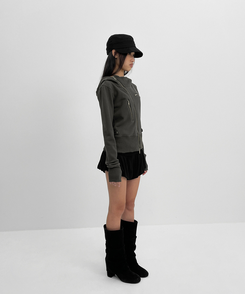 アンバランスフードジップアップ CHARCOAL