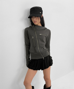 アンバランスフードジップアップ CHARCOAL