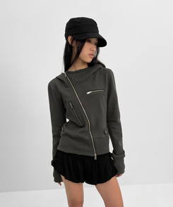 アンバランスフードジップアップ CHARCOAL