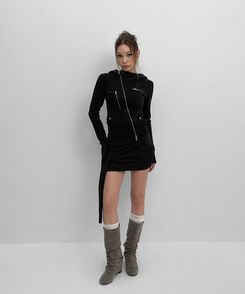 アンバランスフードジップアップ BLACK