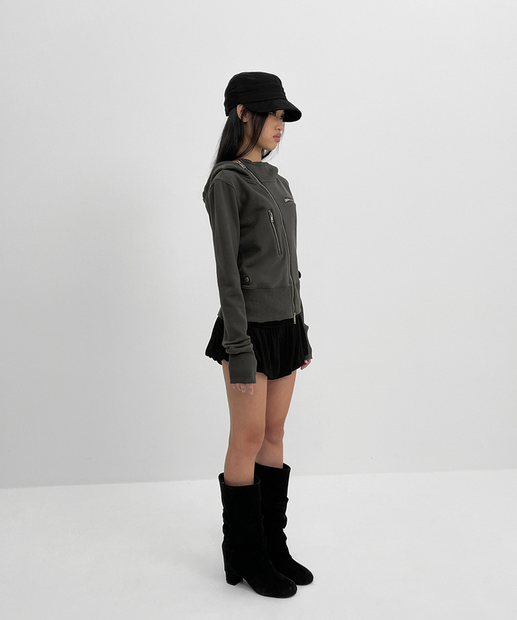 アンバランスフードジップアップ CHARCOAL