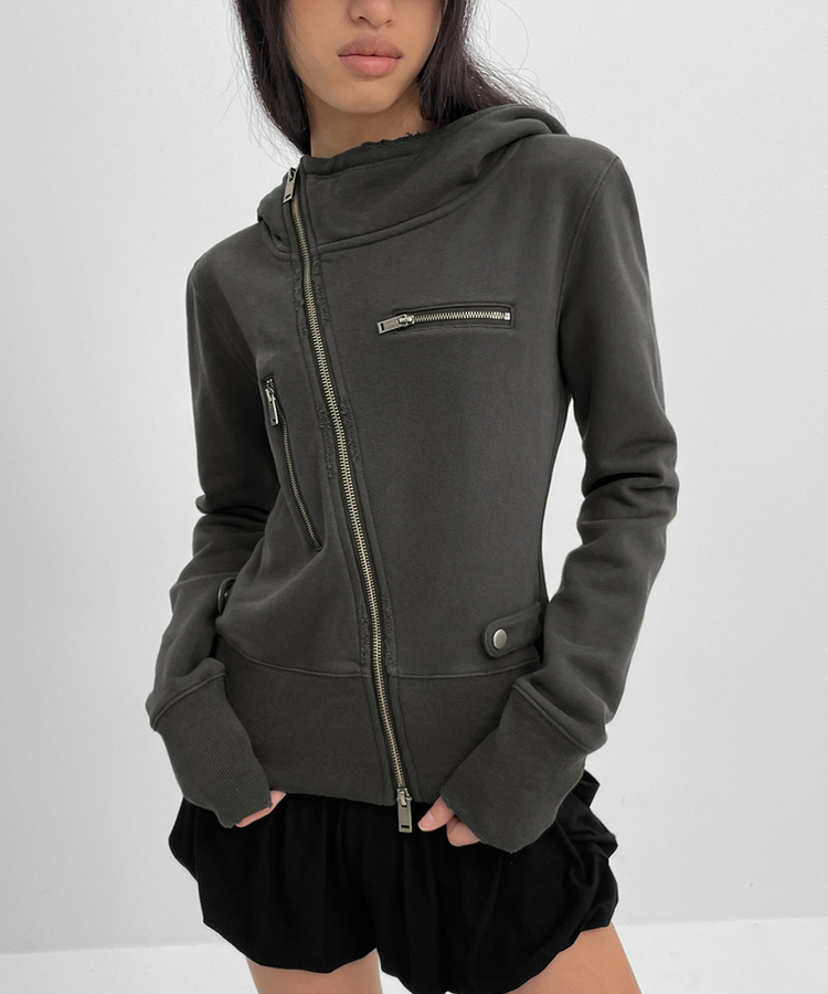 アンバランスフードジップアップ CHARCOAL