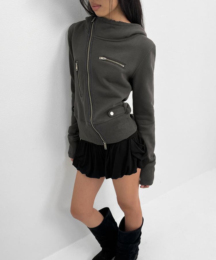 アンバランスフードジップアップ CHARCOAL