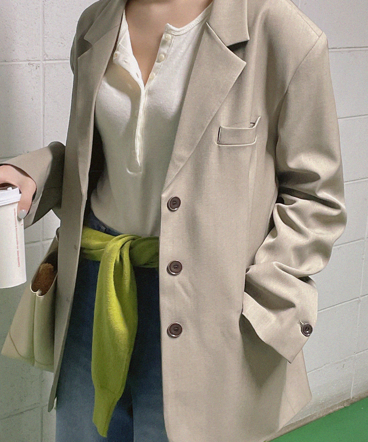 シンプルボタンTシャツ IVORY