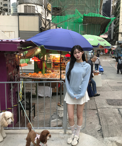 ボタンフードトップス SKY BLUE